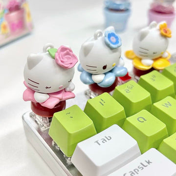 Hello Kitty Flowerpot 3D Keycap | Pressable Keyboard Accessory & Decor